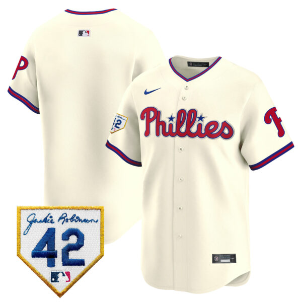 Men's Phillies 2024 Jackie Robinson Patch Vapor Premier Limited Jersey - All Stitched - Image 45