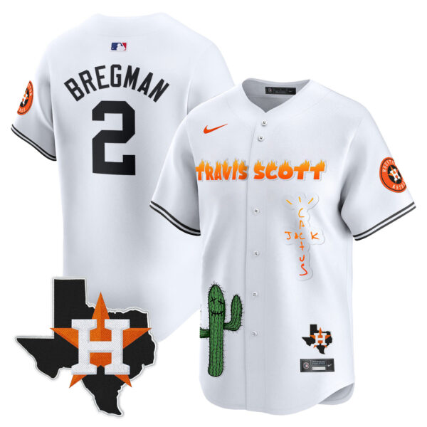 Men's Houston Astros Cactus Jack Patch Vapor Premier Limited Jersey V9 - Stitched - Image 13