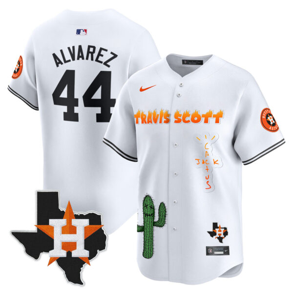 Men's Houston Astros Cactus Jack Patch Vapor Premier Limited Jersey V9 - Stitched - Image 15