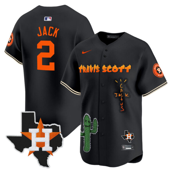 Men's Houston Astros Cactus Jack Patch Vapor Premier Limited Jersey V9 - Stitched - Image 20
