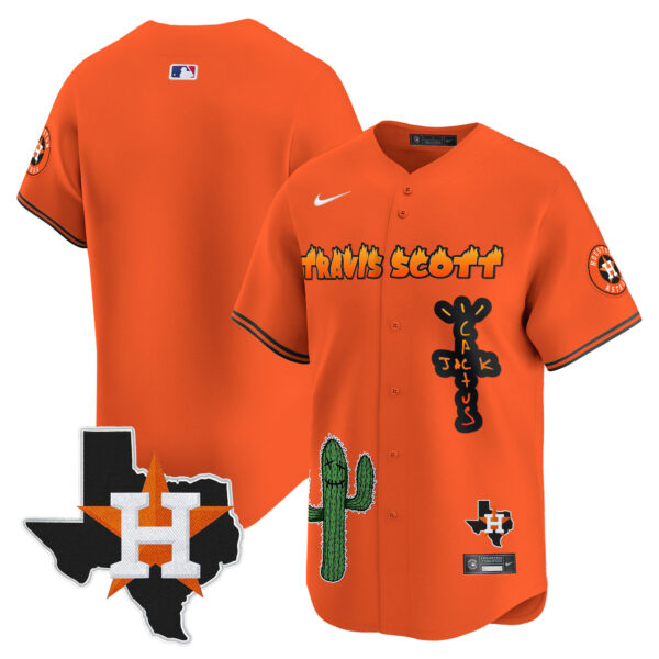Men's Houston Astros Cactus Jack Patch Vapor Premier Limited Jersey V9 - Stitched - Image 36