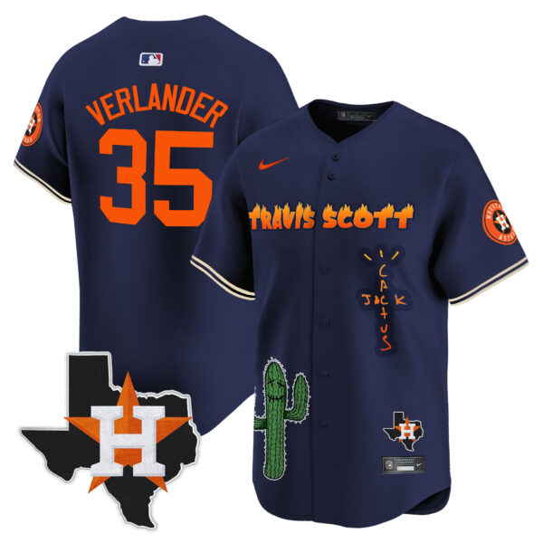 Men's Houston Astros Cactus Jack Patch Vapor Premier Limited Jersey V9 - Stitched - Image 43