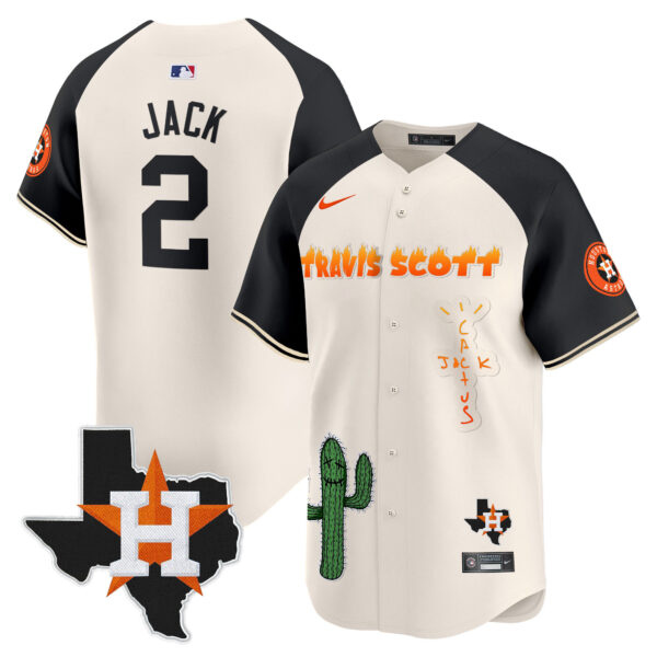 Men's Houston Astros Cactus Jack Patch Vapor Premier Limited Jersey V9 - Stitched - Image 47
