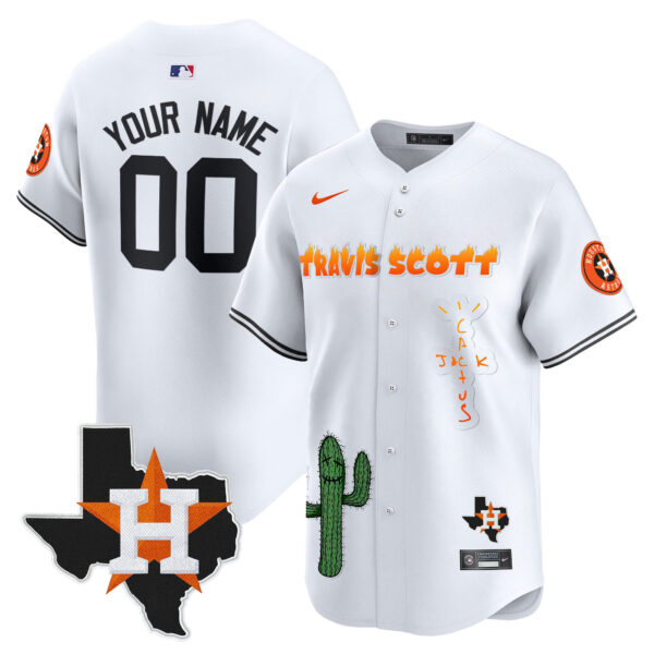 Houston Astros Cactus Jack Patch Vapor Premier Limited Custom Jersey V9 - Stitched - Image 2