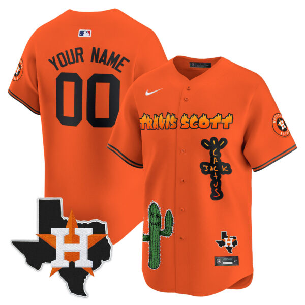 Houston Astros Cactus Jack Patch Vapor Premier Limited Custom Jersey V9 - Stitched - Image 4