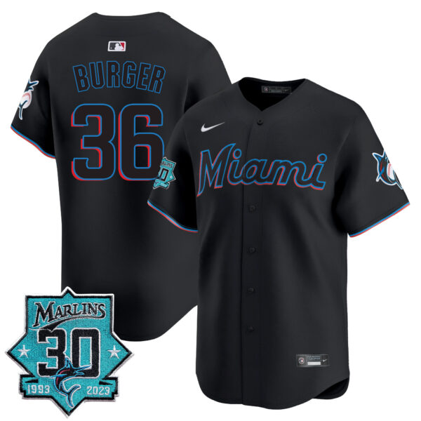 Men's Miami Marlins 30 Seasons Anniversary Patch Vapor Premier Limited Jersey – All Stitched - Image 19