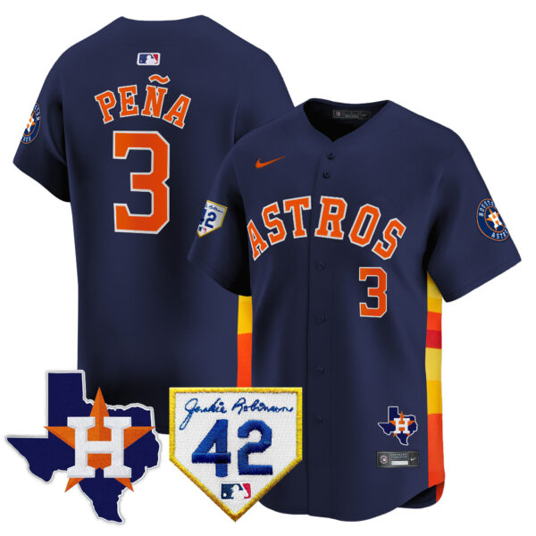 Men's Houston Astros 2024 Robinson & Texas Patch Vapor Premier Limited Jersey - All Stitched - Image 41