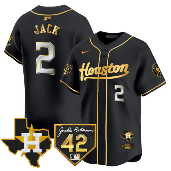 Men's Houston Astros 2024 Jackie Robinson Patch Vapor Premier Limited Jersey - All Stitched - Image 4