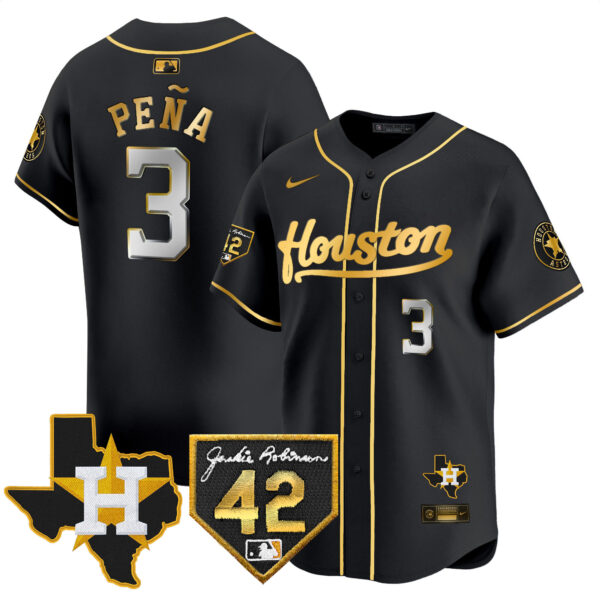 Men's Houston Astros 2024 Jackie Robinson Patch Vapor Premier Limited Jersey - All Stitched - Image 5