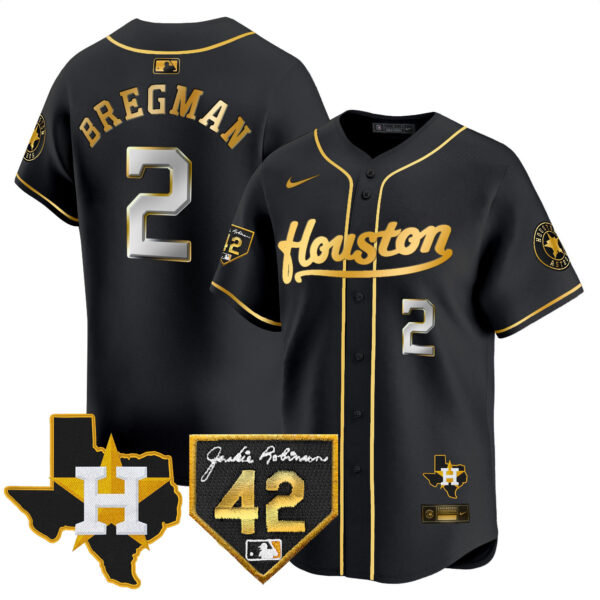 Men's Houston Astros 2024 Jackie Robinson Patch Vapor Premier Limited Jersey - All Stitched - Image 6