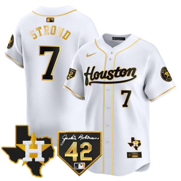 Men's Houston Astros 2024 Jackie Robinson Patch Vapor Premier Limited Jersey - All Stitched - Image 12