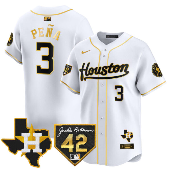 Men's Houston Astros 2024 Jackie Robinson Patch Vapor Premier Limited Jersey - All Stitched - Image 14