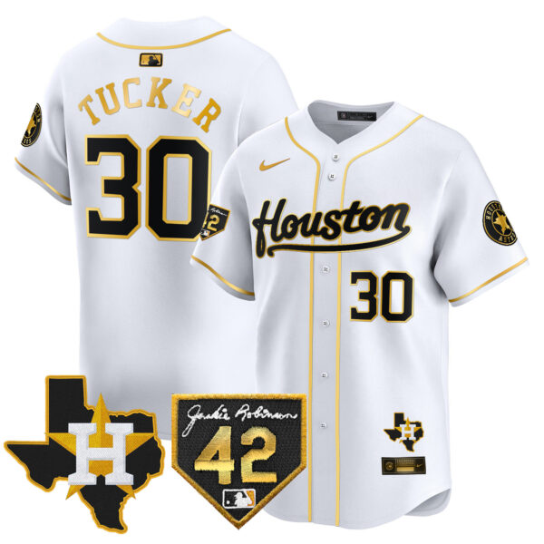 Men's Houston Astros 2024 Jackie Robinson Patch Vapor Premier Limited Jersey - All Stitched - Image 17