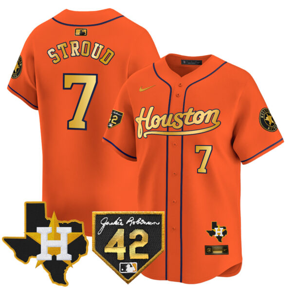 Men's Houston Astros 2024 Jackie Robinson Patch Vapor Premier Limited Jersey - All Stitched - Image 21