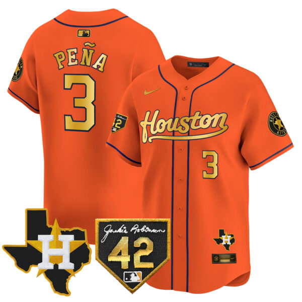 Men's Houston Astros 2024 Jackie Robinson Patch Vapor Premier Limited Jersey - All Stitched - Image 23