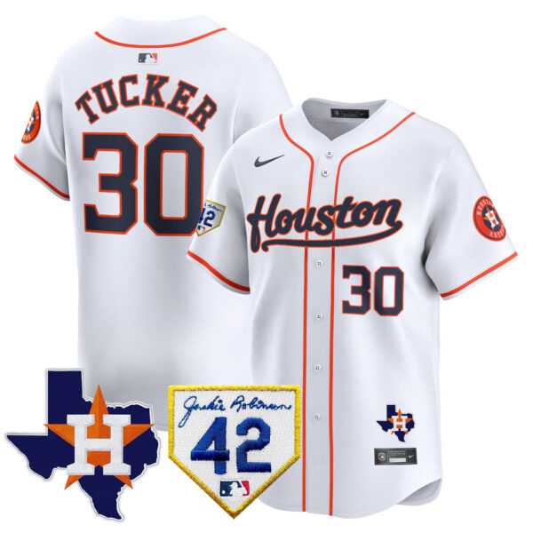 Men's Houston Astros 2024 Jackie Robinson Patch Vapor Premier Limited Jersey - All Stitched - Image 35