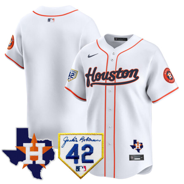 Men's Houston Astros 2024 Jackie Robinson Patch Vapor Premier Limited Jersey - All Stitched - Image 36