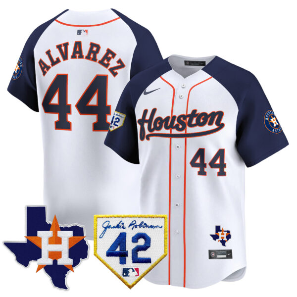Men's Houston Astros 2024 Jackie Robinson Patch Vapor Premier Limited Jersey - All Stitched - Image 37