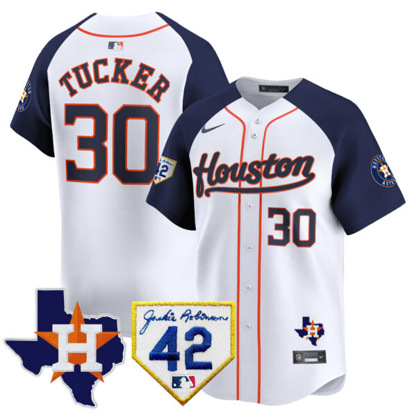 Men's Houston Astros 2024 Jackie Robinson Patch Vapor Premier Limited Jersey - All Stitched - Image 44