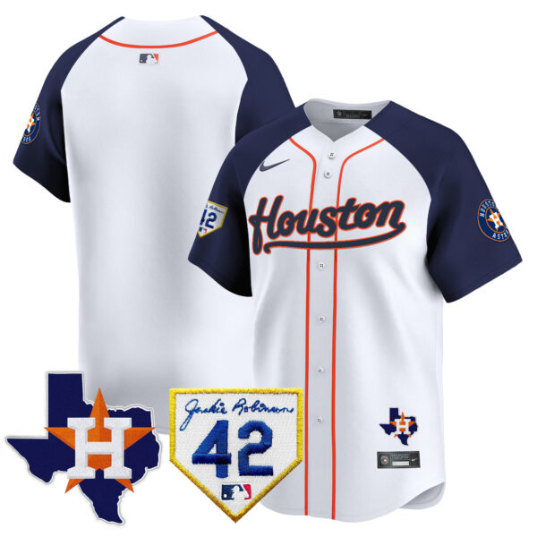 Men's Houston Astros 2024 Jackie Robinson Patch Vapor Premier Limited Jersey - All Stitched - Image 45