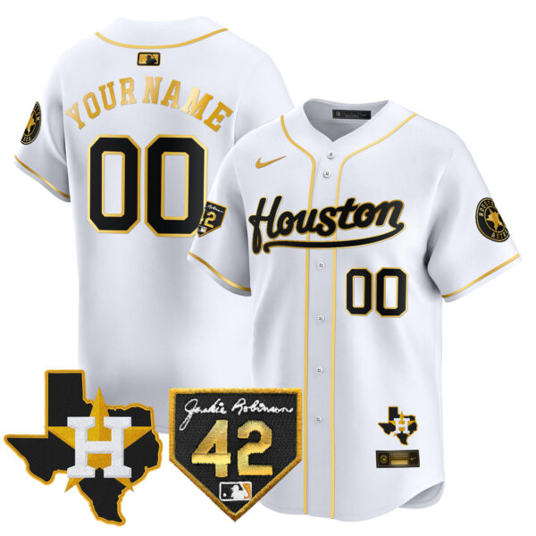 Houston Astros 2024 Jackie Robinson Patch Vapor Premier Limited Custom Jersey - All Stitched - Image 2