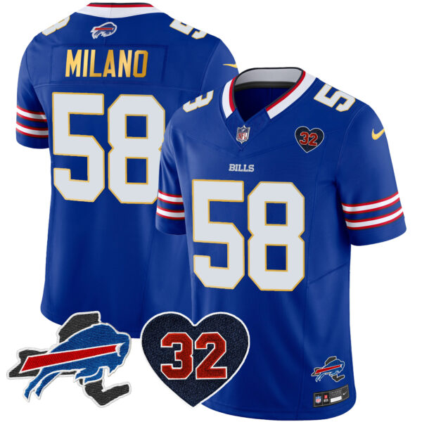 Men's Bills O.J. Simpson Patch Gold Trim Vapor Limited Jersey - All Stitched - Image 20