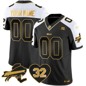 Bills O.J. Simpson Patch Gold Vapor Limited Custom Jersey - All Stitched