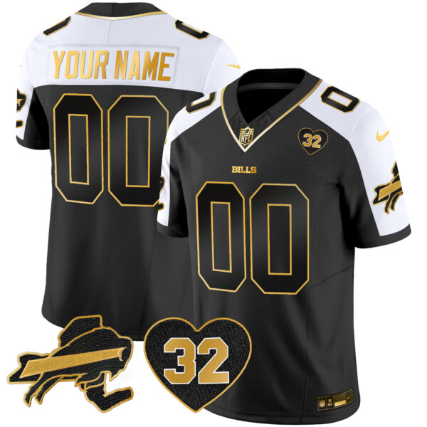 Bills O.J. Simpson Patch Gold Vapor Limited Custom Jersey - All Stitched