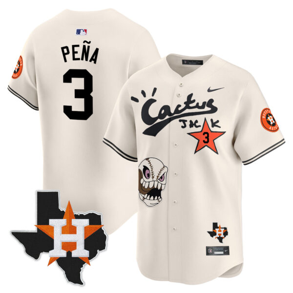 Men's Houston Astros Cactus Jack Patch Vapor Premier Limited Jersey - All Stitched - Image 3