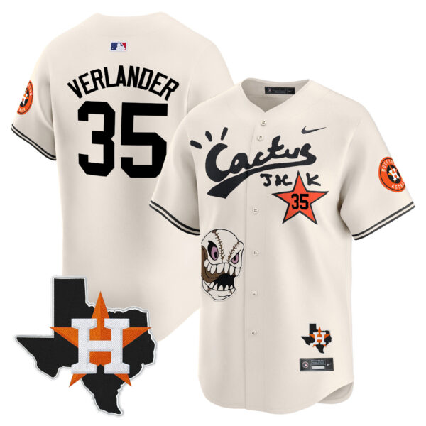Men's Houston Astros Cactus Jack Patch Vapor Premier Limited Jersey - All Stitched - Image 7