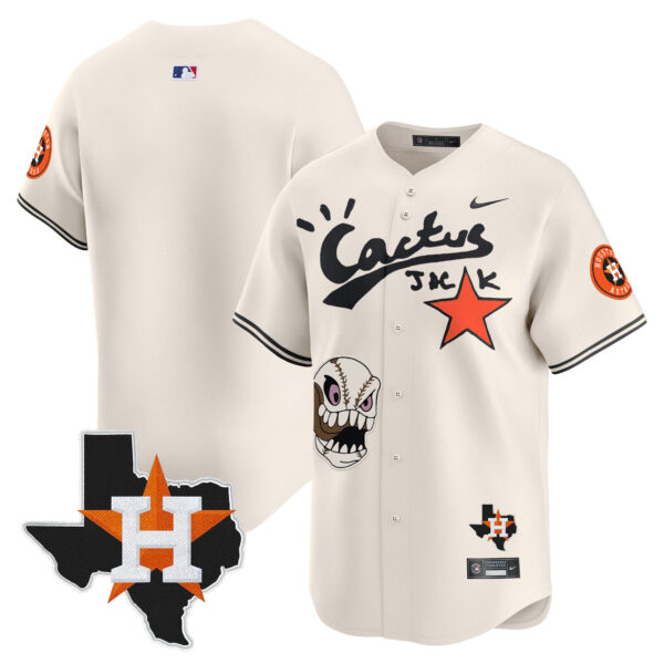 Men's Houston Astros Cactus Jack Patch Vapor Premier Limited Jersey - All Stitched - Image 9