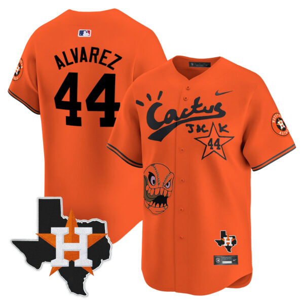 Men's Houston Astros Cactus Jack Patch Vapor Premier Limited Jersey - All Stitched - Image 42