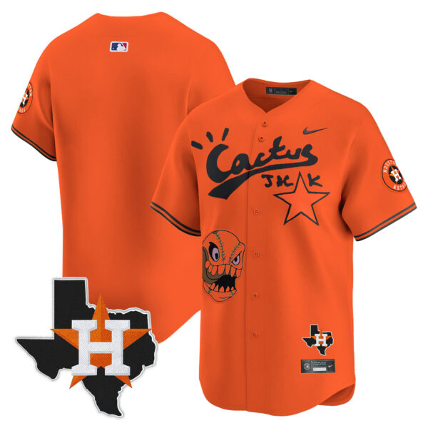 Men's Houston Astros Cactus Jack Patch Vapor Premier Limited Jersey - All Stitched - Image 45