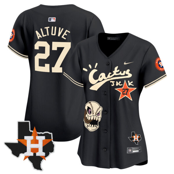 Women's Houston Astros Cactus Jack Patch Vapor Premier Limited Jersey - All Stitched - Image 14