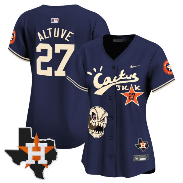 Women's Houston Astros Cactus Jack Patch Vapor Premier Limited Jersey - All Stitched - Image 32
