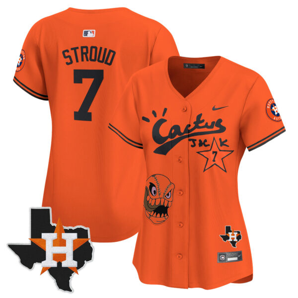 Women's Houston Astros Cactus Jack Patch Vapor Premier Limited Jersey - All Stitched - Image 37