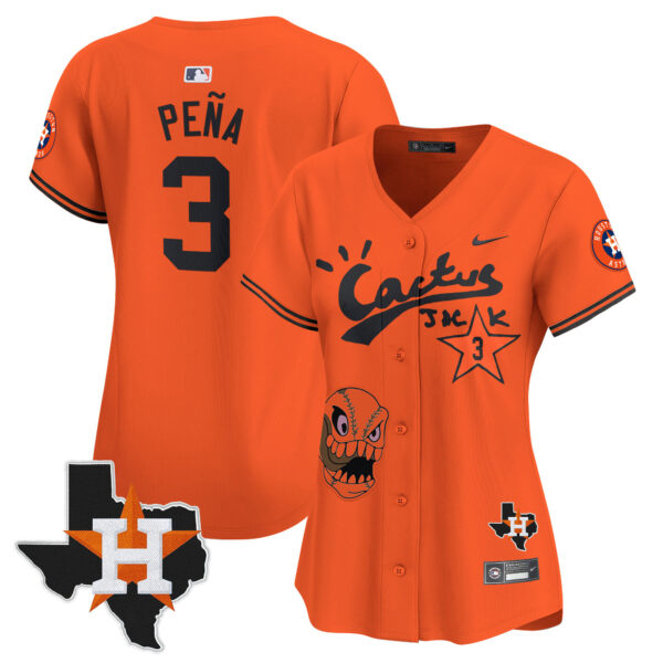 Women's Houston Astros Cactus Jack Patch Vapor Premier Limited Jersey - All Stitched - Image 39