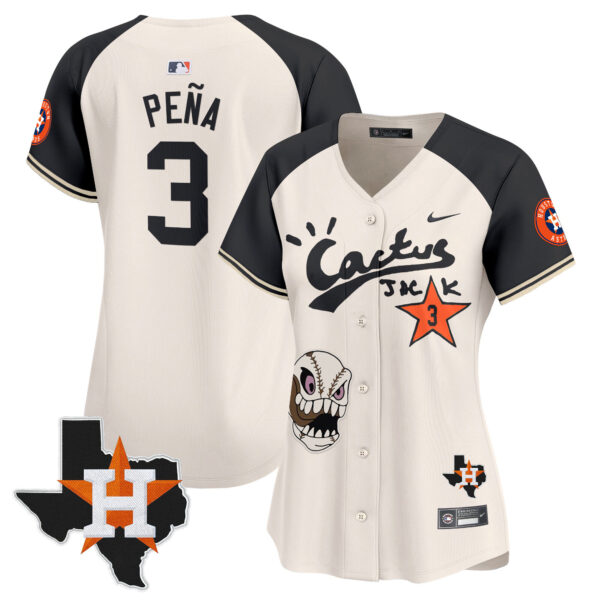 Women's Houston Astros Cactus Jack Patch Vapor Premier Limited Jersey - All Stitched - Image 48
