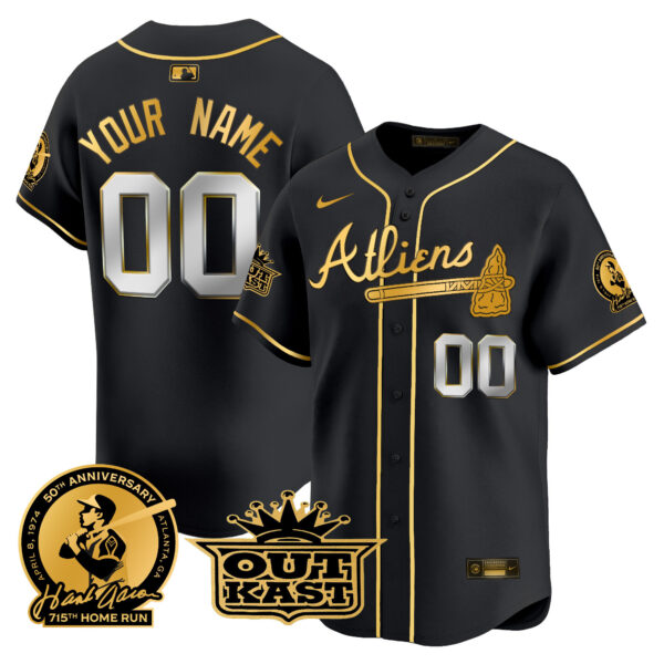 Atlanta Braves Atliens & Hank Aaron Patch Vapor Premier Limited Custom Jersey - All Stitched - Image 4
