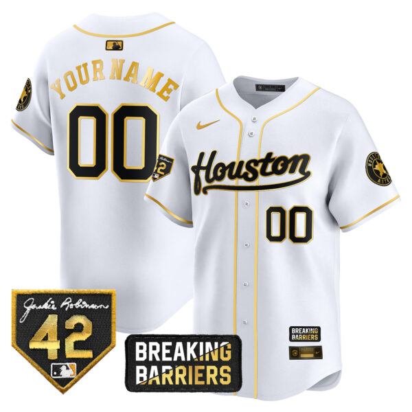 Houston Astros Jackie Robinson Breaking Barriers Patch Vapor Premier Limited Custom Jersey - All Stitched - Image 2