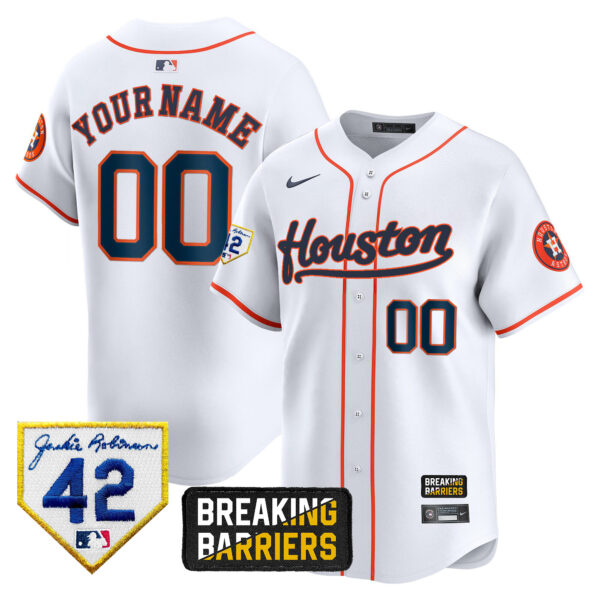 Houston Astros Jackie Robinson Breaking Barriers Patch Vapor Premier Limited Custom Jersey - All Stitched - Image 4