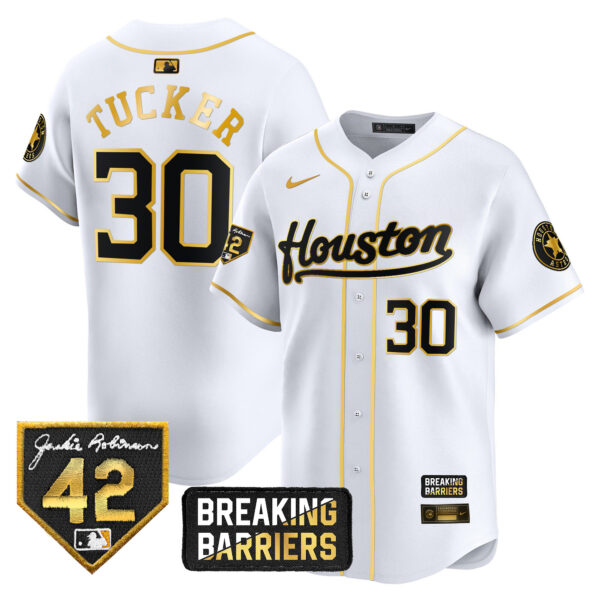 Men's Houston Astros Jackie Robinson Breaking Barriers Patch Vapor Premier Limited Jersey - All Stitched - Image 19