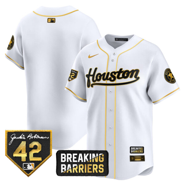 Men's Houston Astros Jackie Robinson Breaking Barriers Patch Vapor Premier Limited Jersey - All Stitched - Image 20