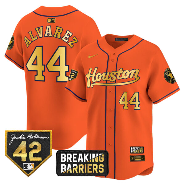 Men's Houston Astros Jackie Robinson Breaking Barriers Patch Vapor Premier Limited Jersey - All Stitched - Image 21