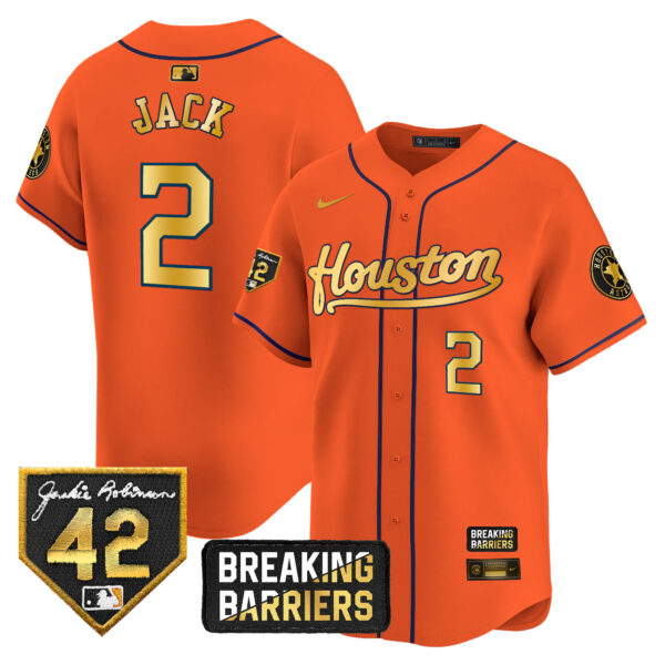 Men's Houston Astros Jackie Robinson Breaking Barriers Patch Vapor Premier Limited Jersey - All Stitched - Image 25
