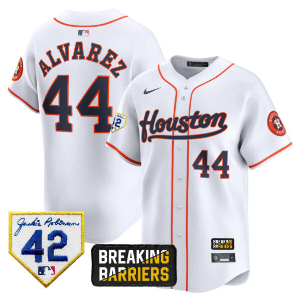 Men's Houston Astros Jackie Robinson Breaking Barriers Patch Vapor Premier Limited Jersey - All Stitched - Image 31
