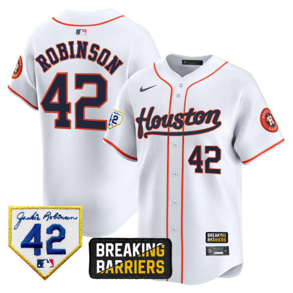 Men's Houston Astros Jackie Robinson Breaking Barriers Patch Vapor Premier Limited Jersey - All Stitched - Image 32