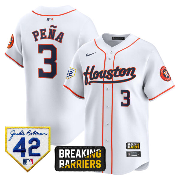 Men's Houston Astros Jackie Robinson Breaking Barriers Patch Vapor Premier Limited Jersey - All Stitched - Image 36