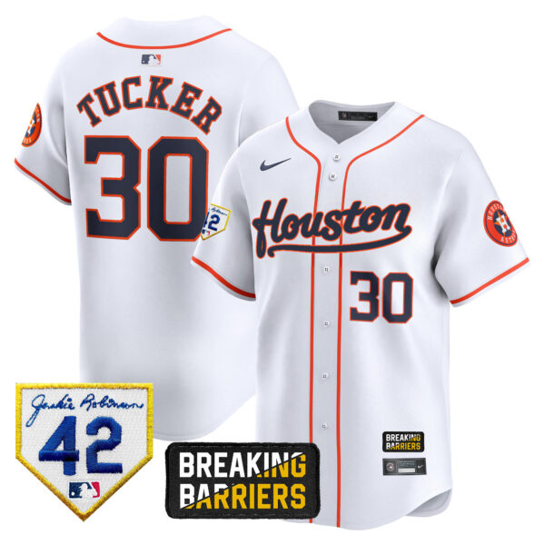Men's Houston Astros Jackie Robinson Breaking Barriers Patch Vapor Premier Limited Jersey - All Stitched - Image 39