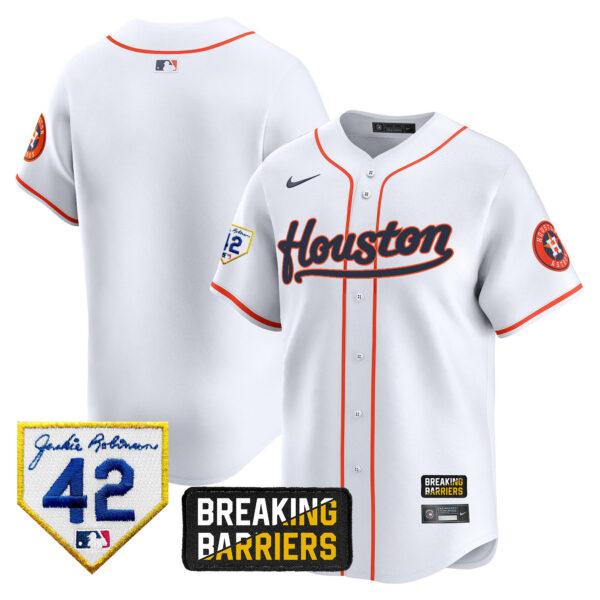 Men's Houston Astros Jackie Robinson Breaking Barriers Patch Vapor Premier Limited Jersey - All Stitched - Image 40